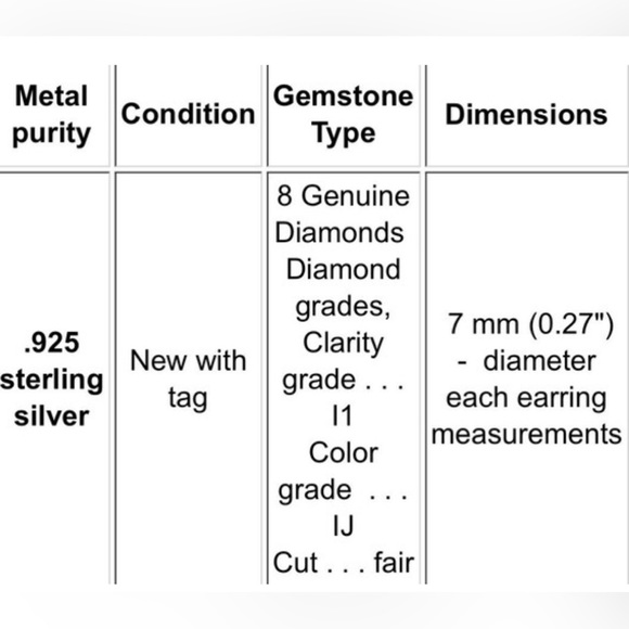 New! .925 Sterling Silver Genuine Diamond Stud Earrings - Picture 5 of 7